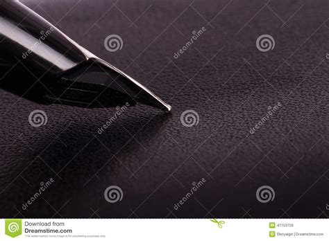 Leather Texture And Fountain Pen Stock Image Image Of Surface Black