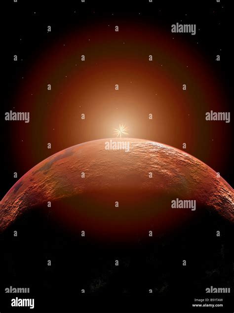 A Distant Red Planet Orbiting Its Sun Stock Photo Alamy