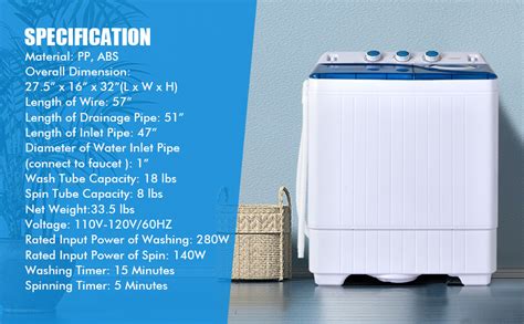 Costway Portable Washing Machine 2 In 1 Twin Tub 26lbs Capacity Washer