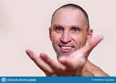 A Sporty Man With A Naked Torso Trains In The Studio Stock Image