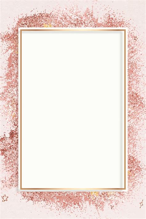 Rose Gold Glitter Frame Vector Pink Festive Background Premium Image