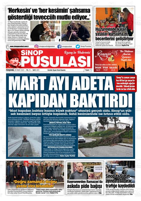 Mart Tarihli Sinop Pusulas Gazete Man Etleri