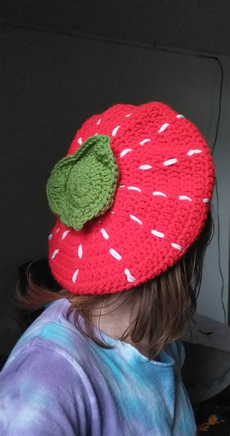 Strawberry Berettamslouch Hat Free Crochet Pattern