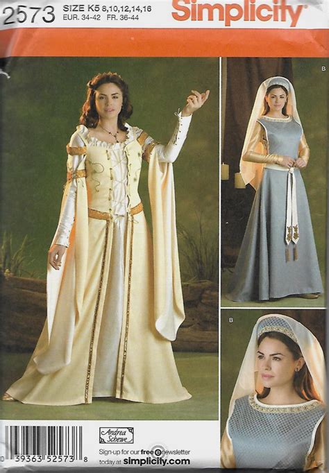 Simplicity 2573 Misses Renaissance Costume Pattern Size 8 16 Etsy Renaissance Costume