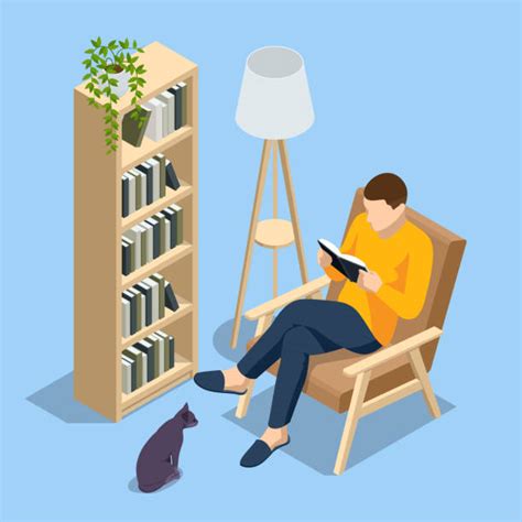 Man Sitting Chair Reading Illustrations Royalty Free Vector Graphics