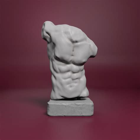 D Model Marble Male Torso Statue Vr Ar Low Poly Cgtrader