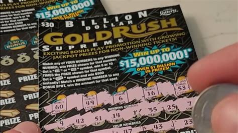 Billion Dollar Gold Rush Supreme Lottery Ticket Scratch Offs From