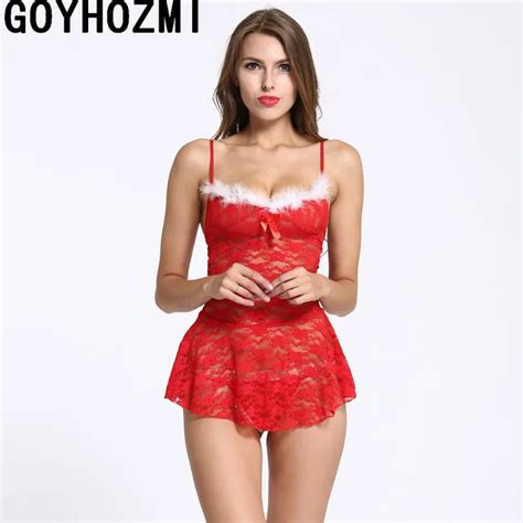 Sexy Lingerie Women Perspective Lingerie Christmas Cosplay Dress Red Lace Sexy Pajama Sets Sexy