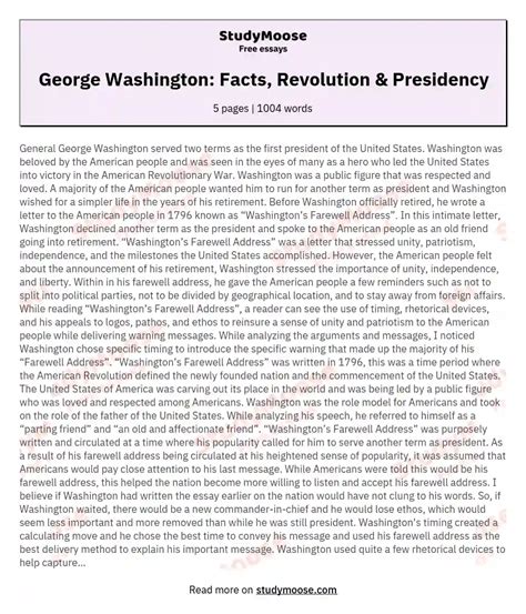 George Washington Facts Revolution And Presidency Free Essay Example