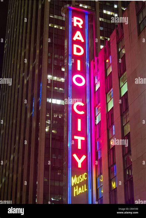 Radio City Music Hall Neon Sign Stock Photo Alamy