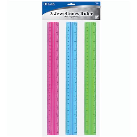 Bazic 12 30cm Ruler With Handle Grip 3pack