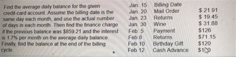 How is the average daily balance calculated? Solved: Find The Average Daily Balance For The Given Credi ...