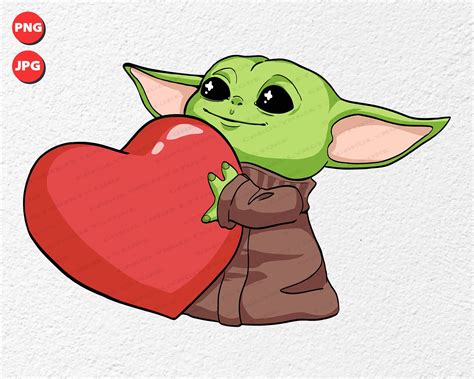 Baby Yoda With Heart Png The Child Mandalorian Clipart Yoda Etsy