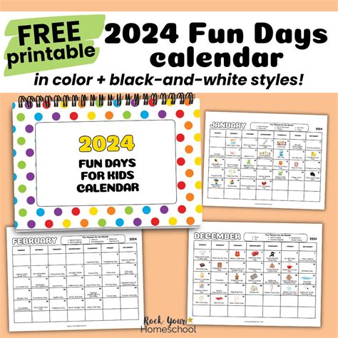 2024 Fun Days Calendar Rock Your Homeschool