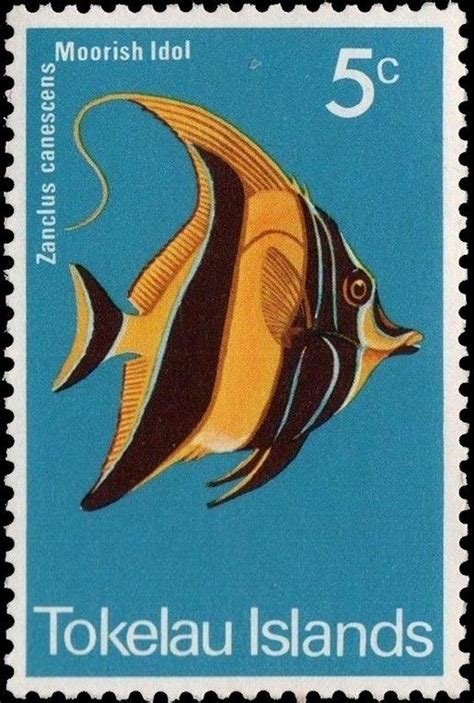 Stamp Moorish Idol Zanclus Cornutus Tokelau Local Fish Mitk 38