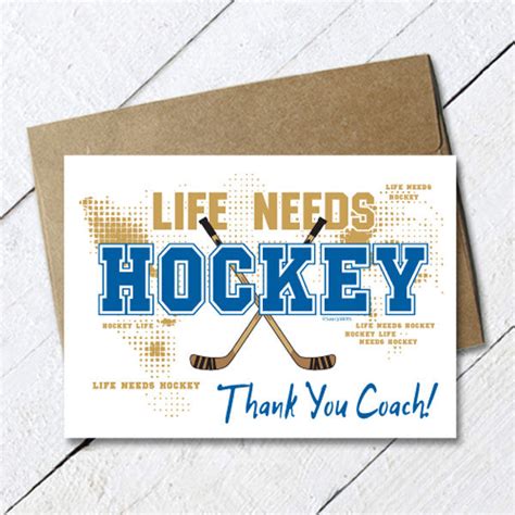 Thank You Hockey Coach Card Life Needs Hockey Saucy Mitts Hockey