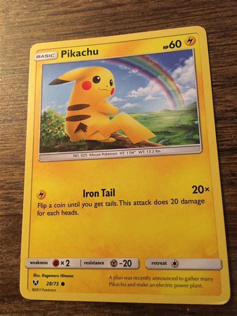 Pokemon Card 2017 Basic Pikachu Hp 60 Iron Tail Ungraded Used Condition