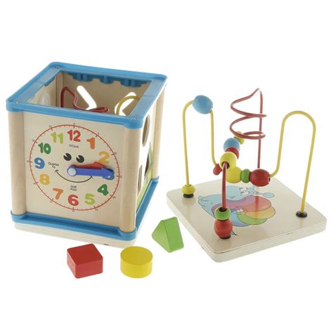 Wooden Fruit Bead Maze Activity Cube Early Educational Abacus Kids