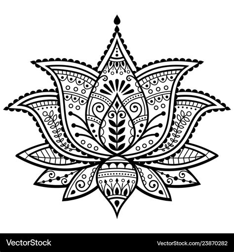 Mehndi Henna Tattoo Lotus Flower Design Royalty Free Vector