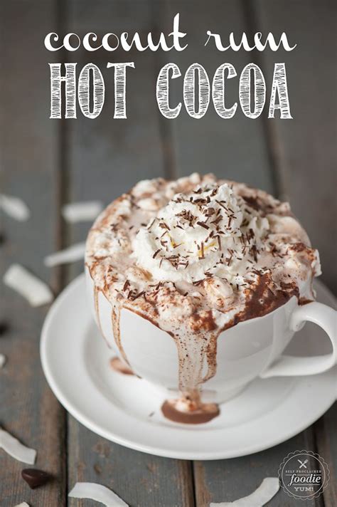 rich and decadent coconut rum hot cocoa made from milk half and half chocolate and coconu