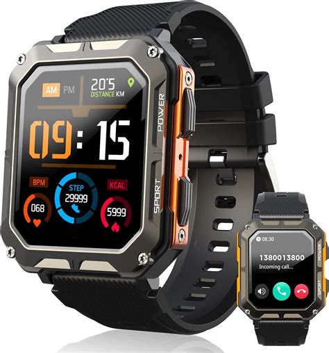 Viran Military Smart Watch For Men Ip68 Waterproof Rugged Smartwatch