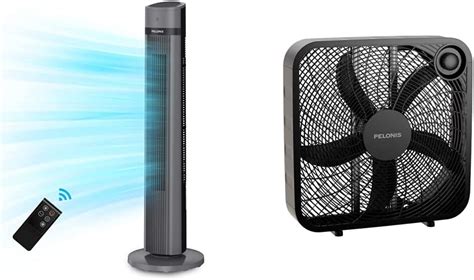 Pelonis 40oscillating Tower Fan Black And 3 Speed Box Fan