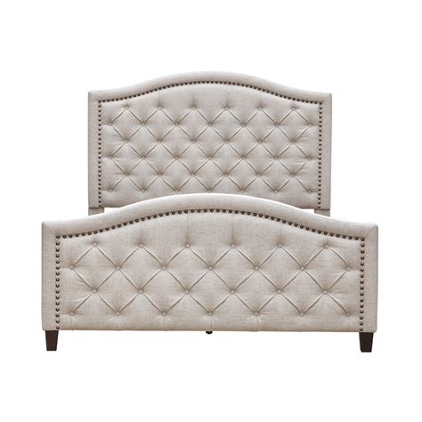 Homefare Button Tufted Upholstered King Platform Bed In Beige Fabric