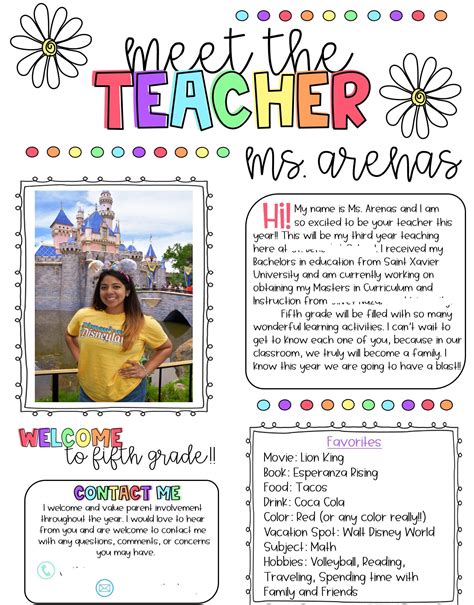 Free Printable Meet The Teacher Template Color Black And White Versions Available