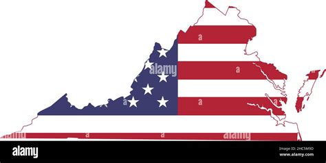 Mapa Administrativo Simple Y Plano De La Bandera Estadounidense Del Estado Federal De Virginia