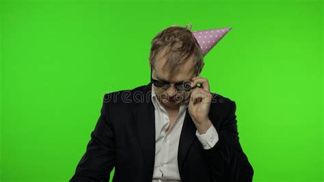 Drunk Sleepy Young Businessman With Hangover In Festive Cap Fells Down Stock Footage Video Of