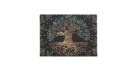 Tree Of Life Yggdrasil Golden And Marble Ornament Doormat Zazzle