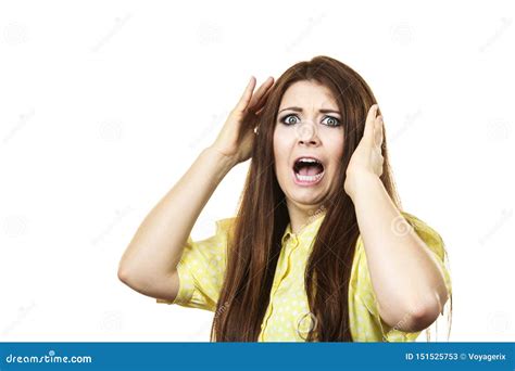 Scared Terrified Adult Woman Stock Image Image Of Stress Negative
