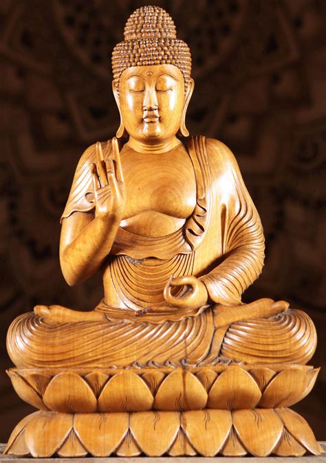 Sold Wood Teaching Buddha On Beautiful Lotus 145 1rw1 Hindu Gods