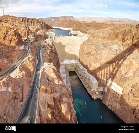 Aerial View Of Hoover Dam Stock Photo Alamy