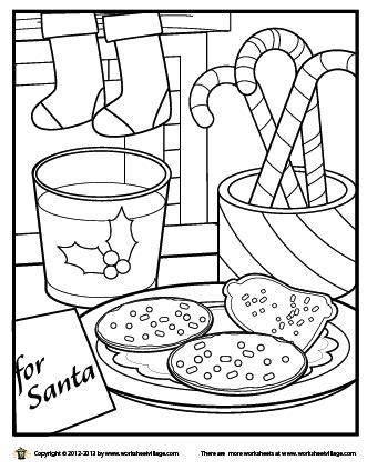 Scrape down the sides of the bowl. Milk and Cookies for Santa Coloring Page | Santa coloring ...