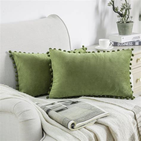 Phantoscope Pom Pom Velvet Series Decorative Throw Pillow 12 X 20