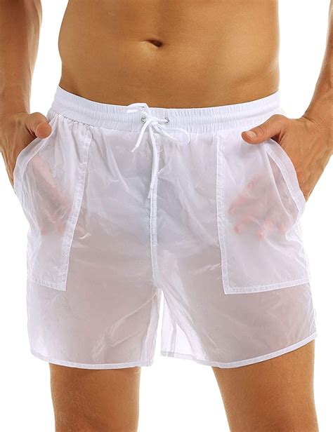 Freebily Men S Sexy Lingerie Silk Frilly Satin Boxer Shorts Briefs Casual Loose Underwear White