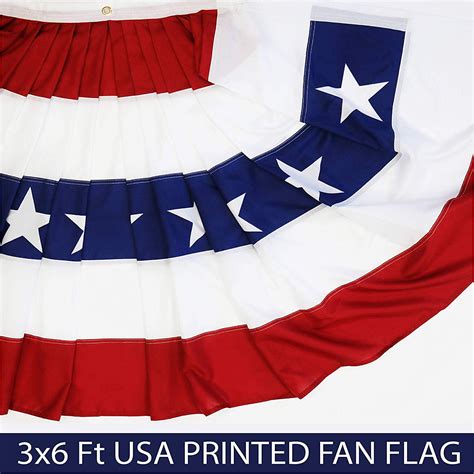 Usa Pleated Fan Flag 3x6ft Printed 150d Polyester Patriotic Stars