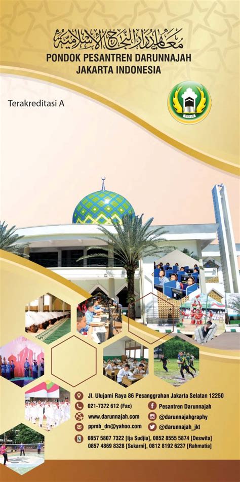 Pamflet adalah selembar kertas yang dikemas dengan cara dilipat yang saling berhubungan satu sama lain dan tidak memiliki cover serta tidak dijilid. Brosur - Pondok Pesantren Darunnajah