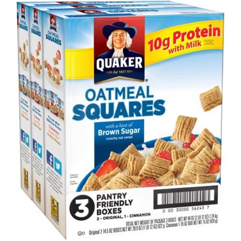Quaker Oatmeal Squares Cereal Variety Pack 3 Count 44 Oz Kroger