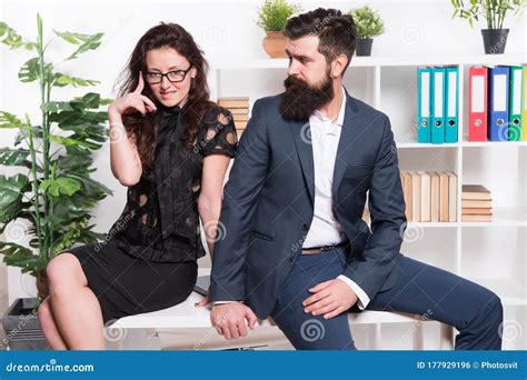 Office Couple Office Flirt Career Company Flirting And Seduction Secretary And Manager Stock
