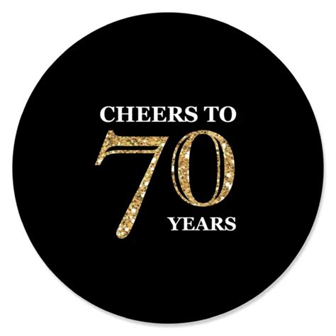 Adult 70th Birthday Gold Birthday Party Circle Sticker Labels 24