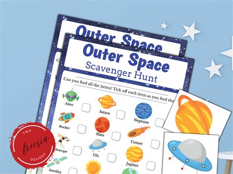 Outer Space Scavenger Hunt Printable Space Treasure Hunt for Kids