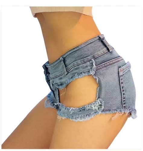 Sexy Low Waist Denim Jeans Shorts For Women With Splicing And Hole Detail For Women Perfect For