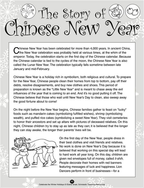 Chinese New Year Reading Comprehension Pdf Free Sandra Rogers