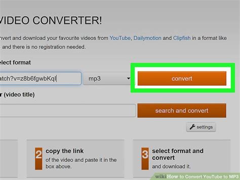 Enter a youtube video url link in the search field and start the mp3 conversion to download the audio track of your selected video. How to Convert YouTube to MP3 (with Pictures) - wikiHow
