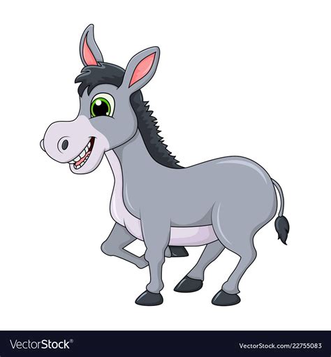 Donkey Cartoon Character Design Isolated On White Vector Image