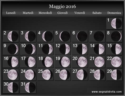 Calendario Lunare 2016 Fasi Lunari