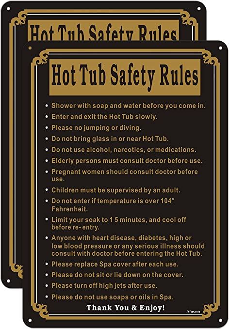 Hot Tub Safety Rules Signs Pool Signs 14x 10 Hot Tub