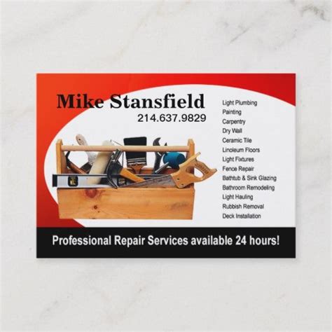Social media platforms such as facebook, twitter, snapchat, and instagram are the powerhouse for marketing. Home Repair Handyman Business Card | Zazzle.com | Handyman ...